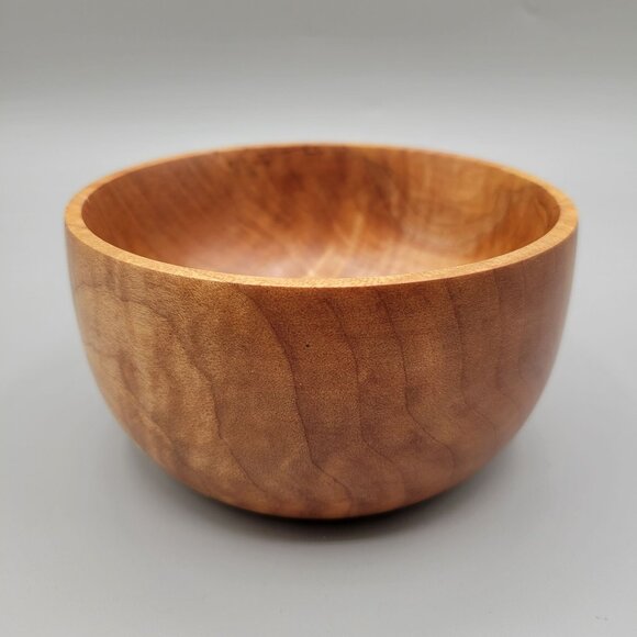 Handcrafted Cherry Wood Bowl Polished Smooth Deep Boho Decor - Picture 4 of 7
